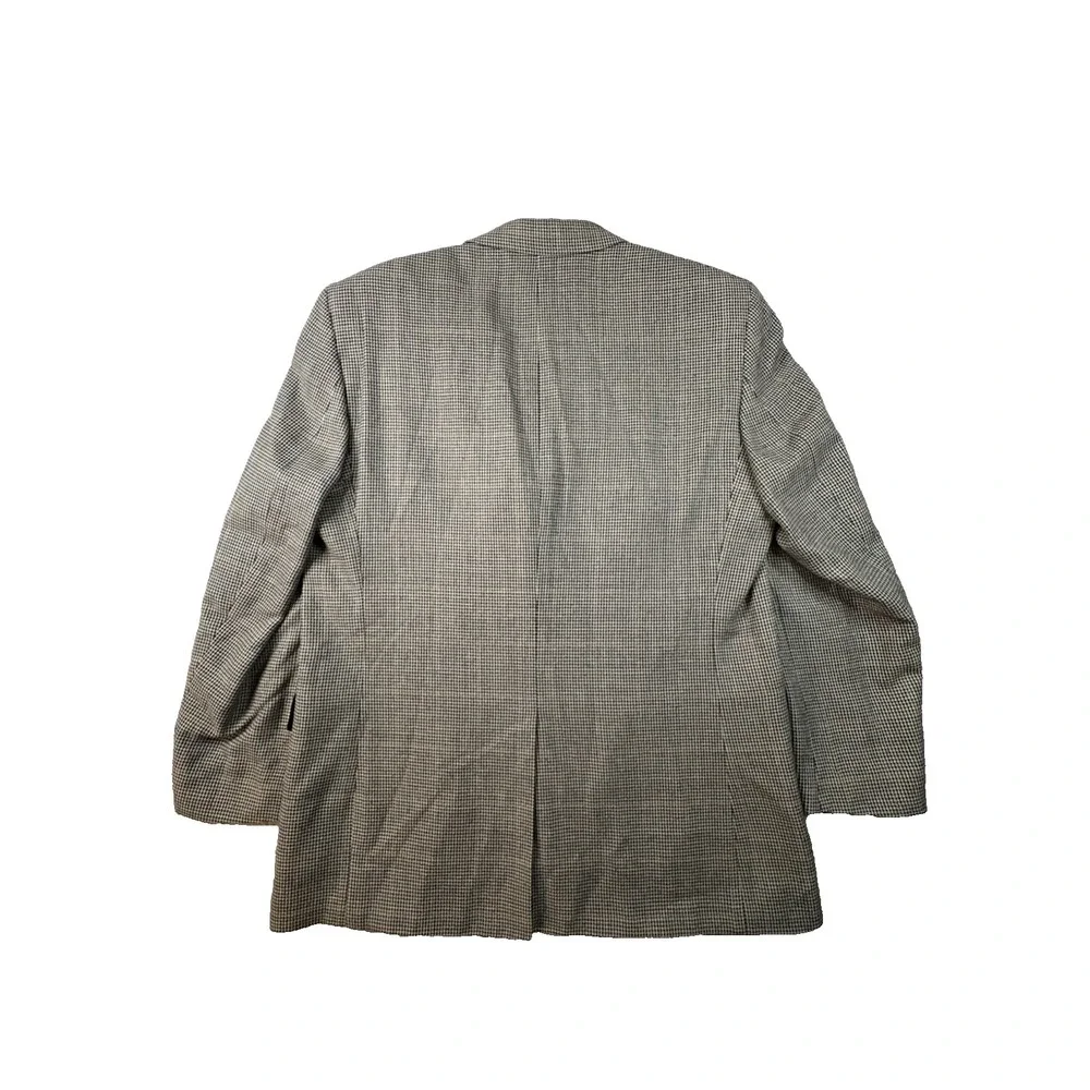 Jos A Bank Men's 46L (~49L) Black Ivory Houndstooth Sport Coat Silk Wool Blend